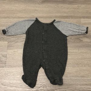 Too Cute Baby Gray Waffle Knit Long Sleeve Onesie - 3 months